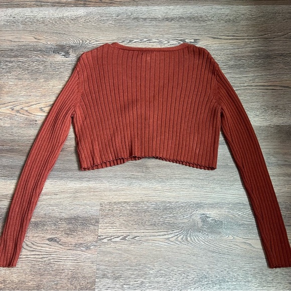 LA Hearts Rust V-Neck Button-Up Women's Sweater - Picture 2 of 5